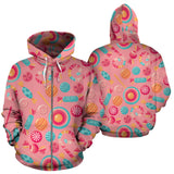 Colorful Candy Pattern Zip Up Hoodie