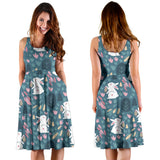 Cute Rabbit Pattern Sleeveless Midi Dress