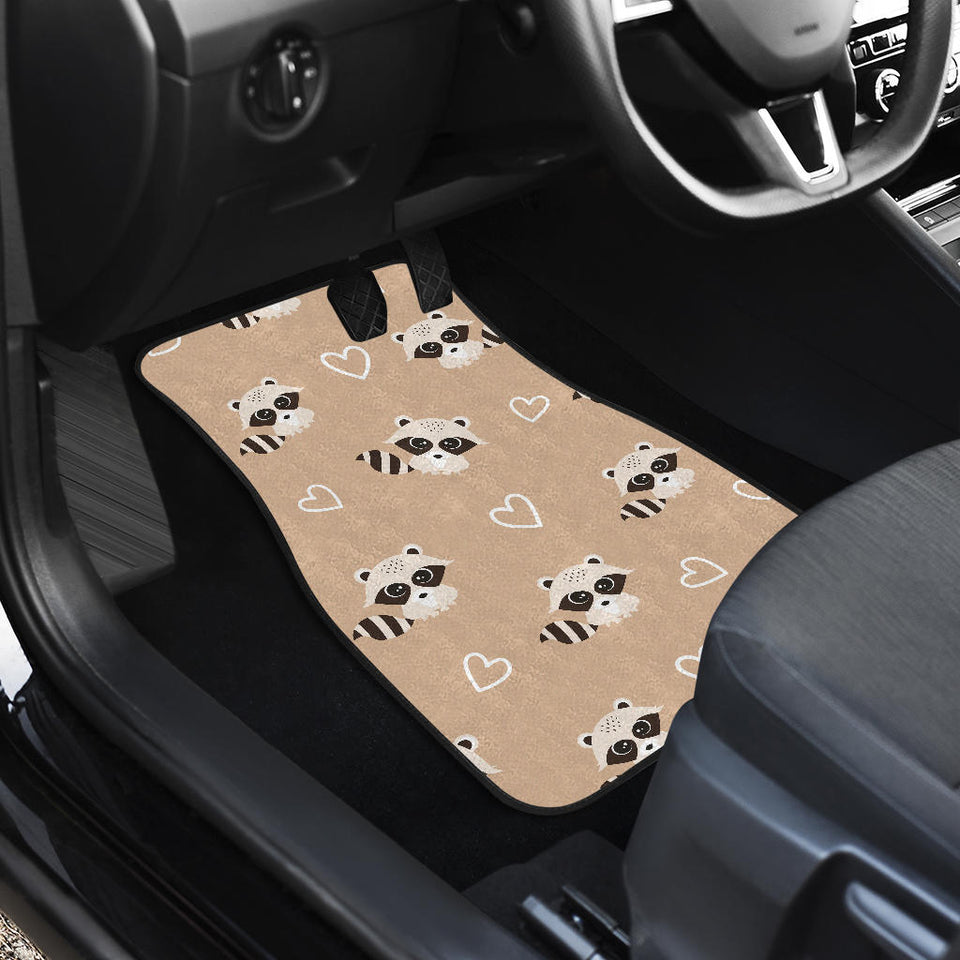 Cute Raccoon Heart Pattern Front And Back Car Mats