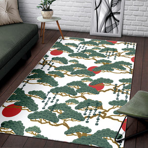 Bonsai Red Sun Japanese Pattern Area Rug