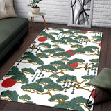 Bonsai Red Sun Japanese Pattern Area Rug