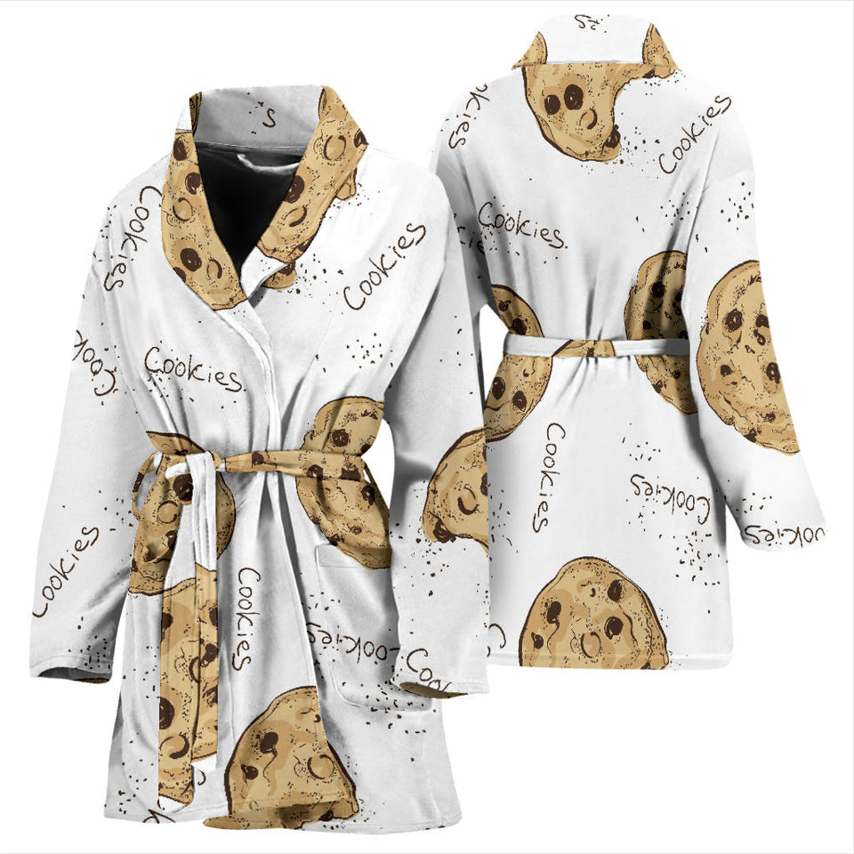 Sketch Style Cookie Pattern Women'S Bathrobe