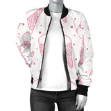 Hand Drawn Ice Cream Pattern Women'S Bomber Jacket