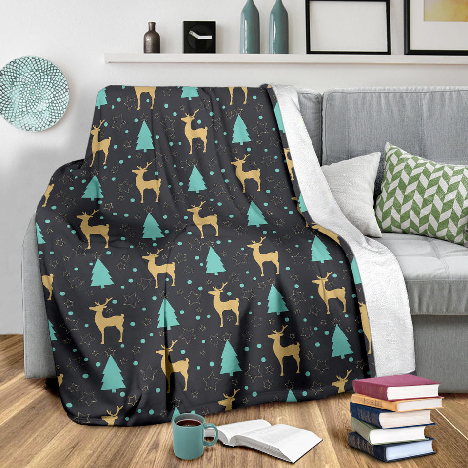 Deers Star Tree Pattern Premium Blanket