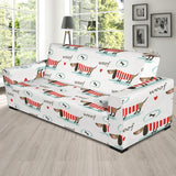 Cute Dachshund Bone Pattern Sofa Slipcover