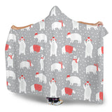 Cute Polar Bear Christmas Snow Pattern Hooded Blanket
