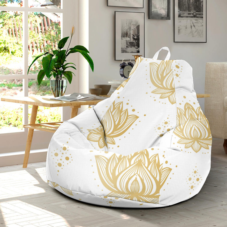 Gold Ornamental Lotue Waterlily Symbol Pattern Bean Bag Cover