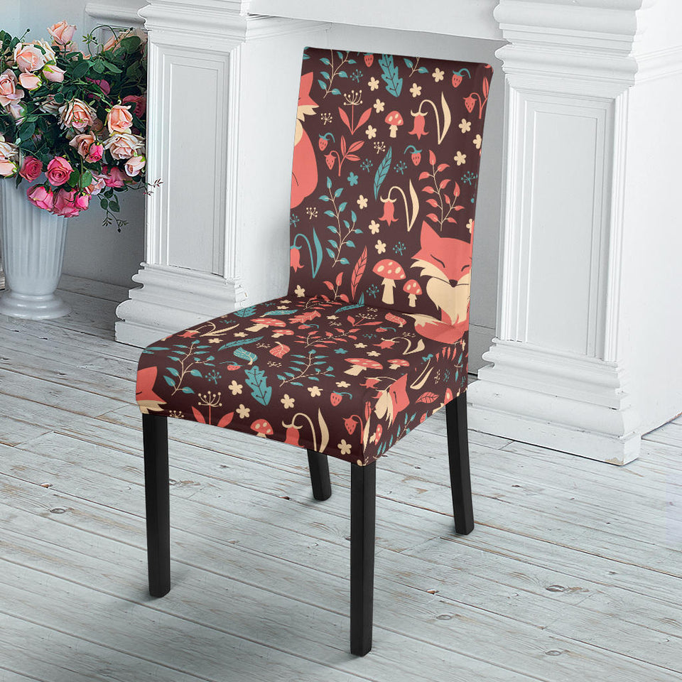 Fox Leaves Mushroom Pattern Dining Chair Slipcover