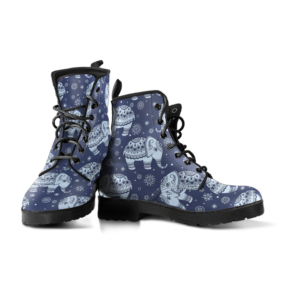 Elephant Tribal Design Pattern Leather Boots