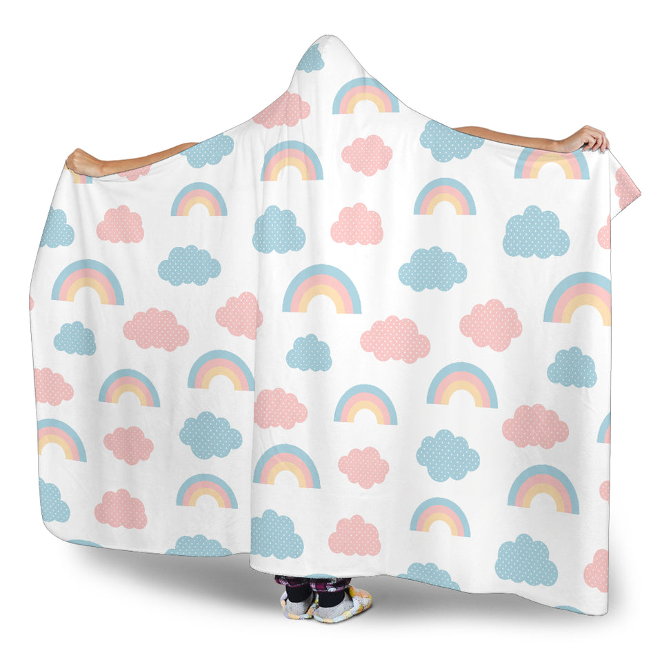 Cute Rainbow Clound Pattern Hooded Blanket