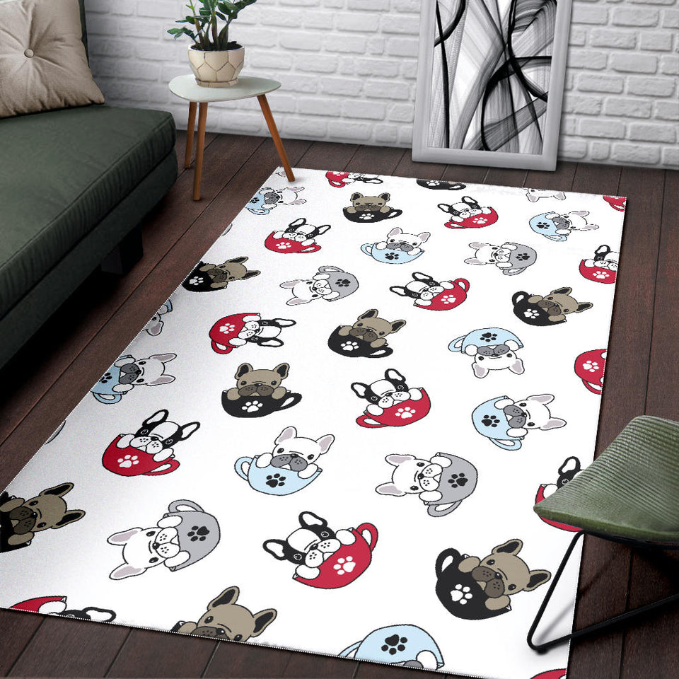 French Bulldog Cup Paw Pattern Area Rug