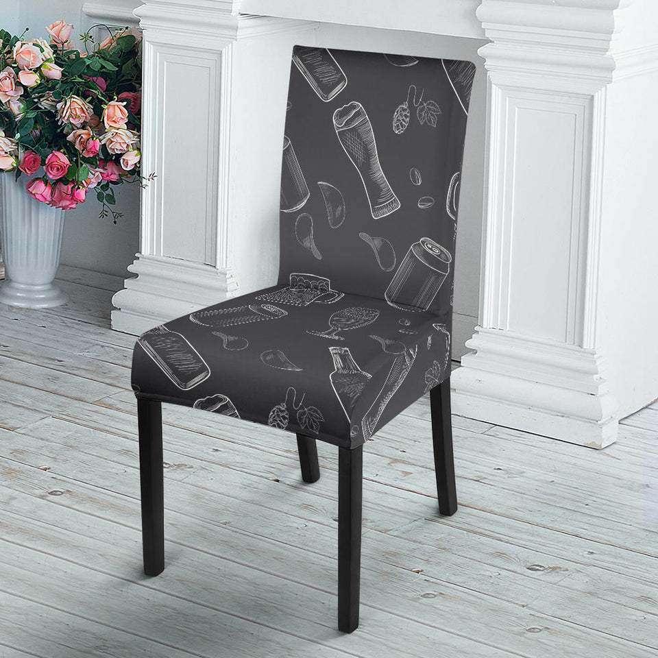 Beer Hand Drawn Pattern Dining Chair Slipcover