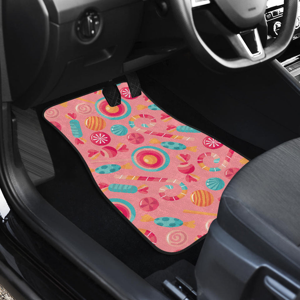 Colorful Candy Pattern Front And Back Car Mats