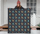 Deers Star Tree Pattern Premium Quilt