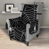 Spider web design pattern Black background white cobweb Chair Cover Protector