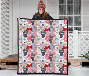 Pig Pattern Print Design 02 Premium Quilt