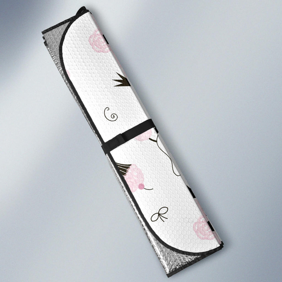 Poodle Dog Rose Cake Pattern Car Sun Shade