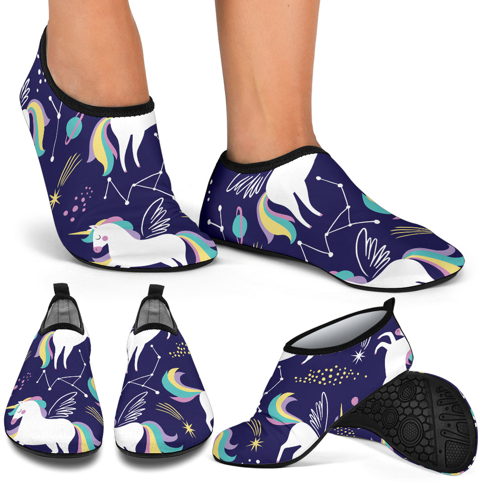 Hand Drawn Cute Unicorn Star Planet Aqua Shoes