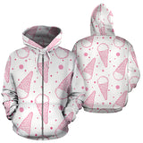 Hand Drawn Ice Cream Pattern Zip Up Hoodie