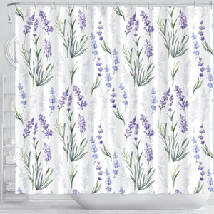 Hand Painting Watercolor Lavender Shower Curtain Fulfilled In US