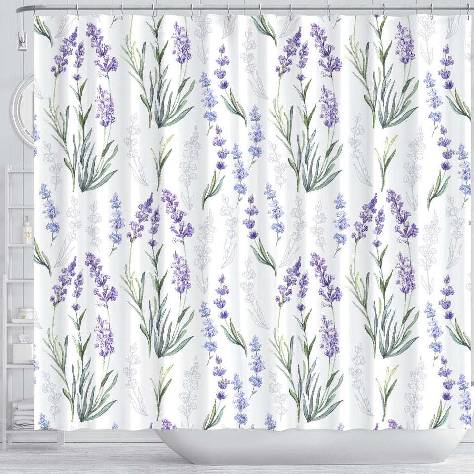 Hand Painting Watercolor Lavender Shower Curtain Fulfilled In US