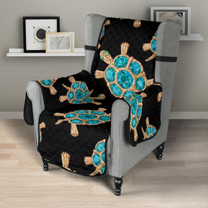 Sea turtle blue stone pattern Chair Cover Protector