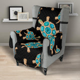 Sea turtle blue stone pattern Chair Cover Protector