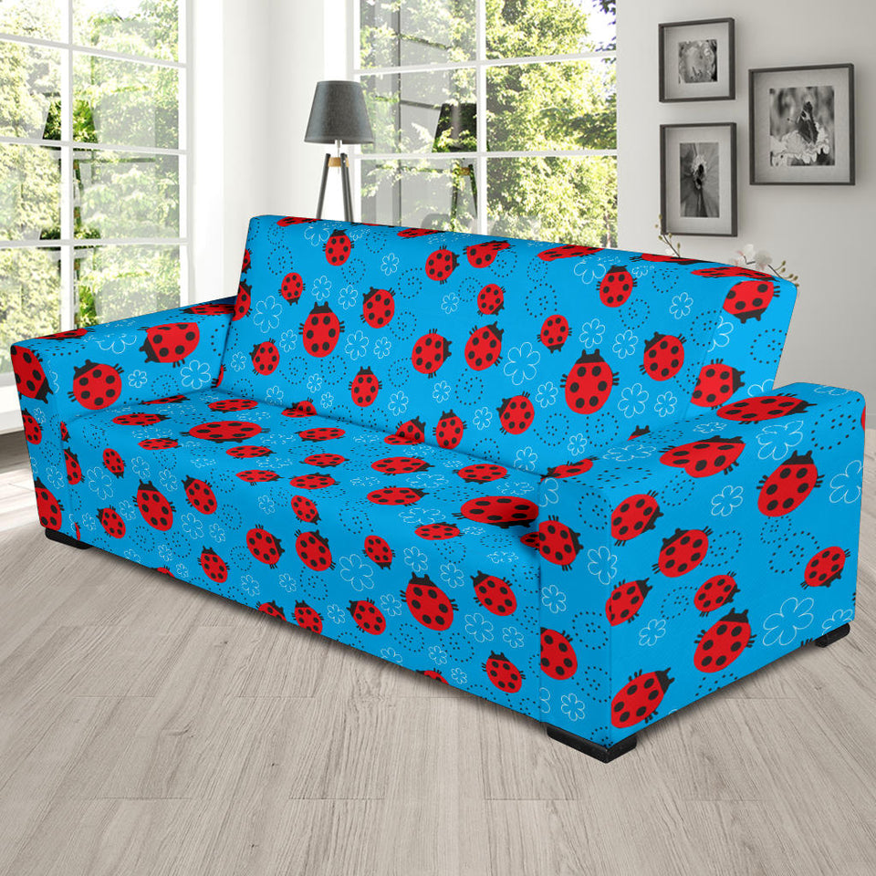 Ladybug Pattern Print Design 02 Sofa Slipcover
