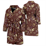 Coffee Bean Flower Pattern Men'S Bathrobe