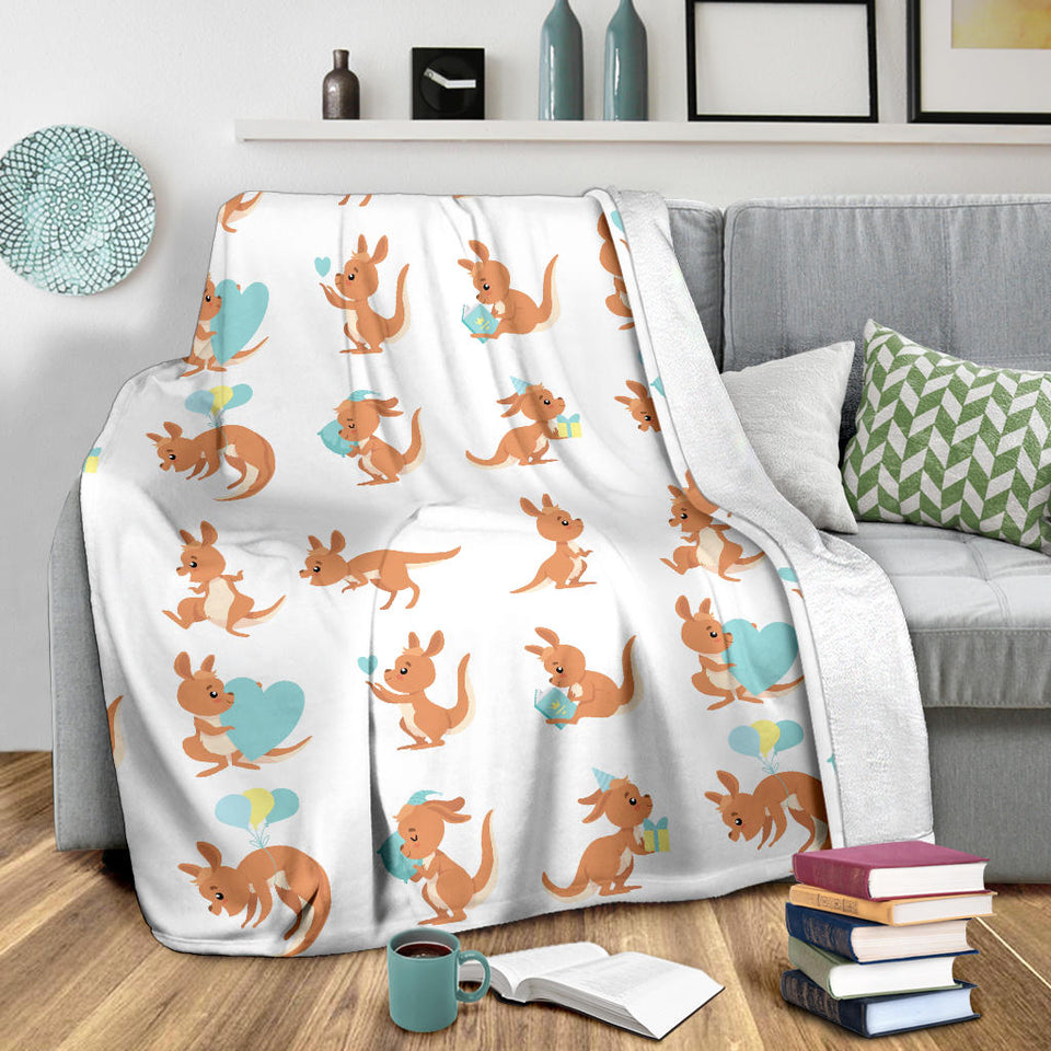 Cute Kangaroo Pattern Premium Blanket