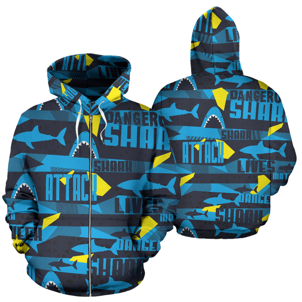 Shark Dangerous Zip Up Hoodie