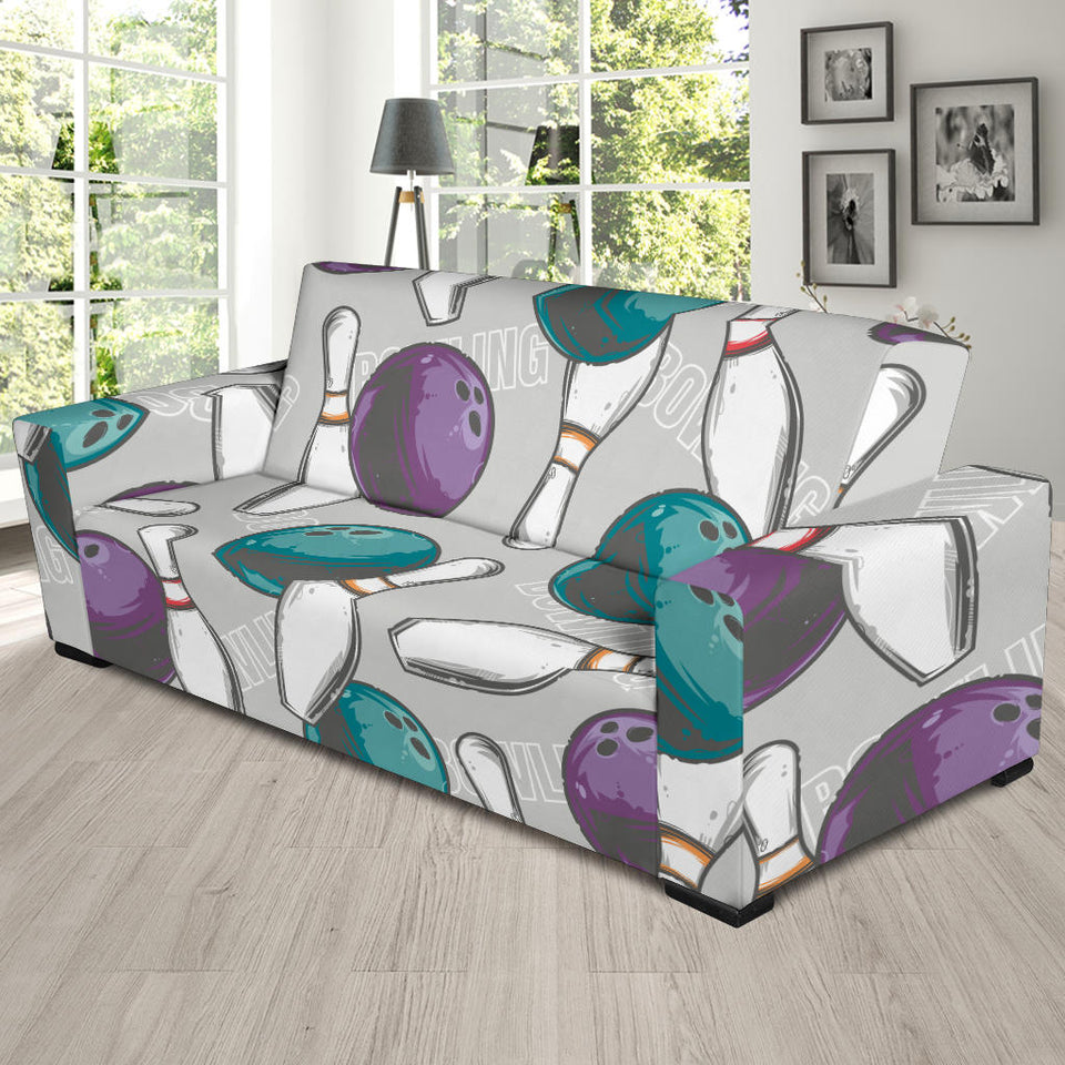 Bowling Ball And Pin Gray Background Sofa Slipcover