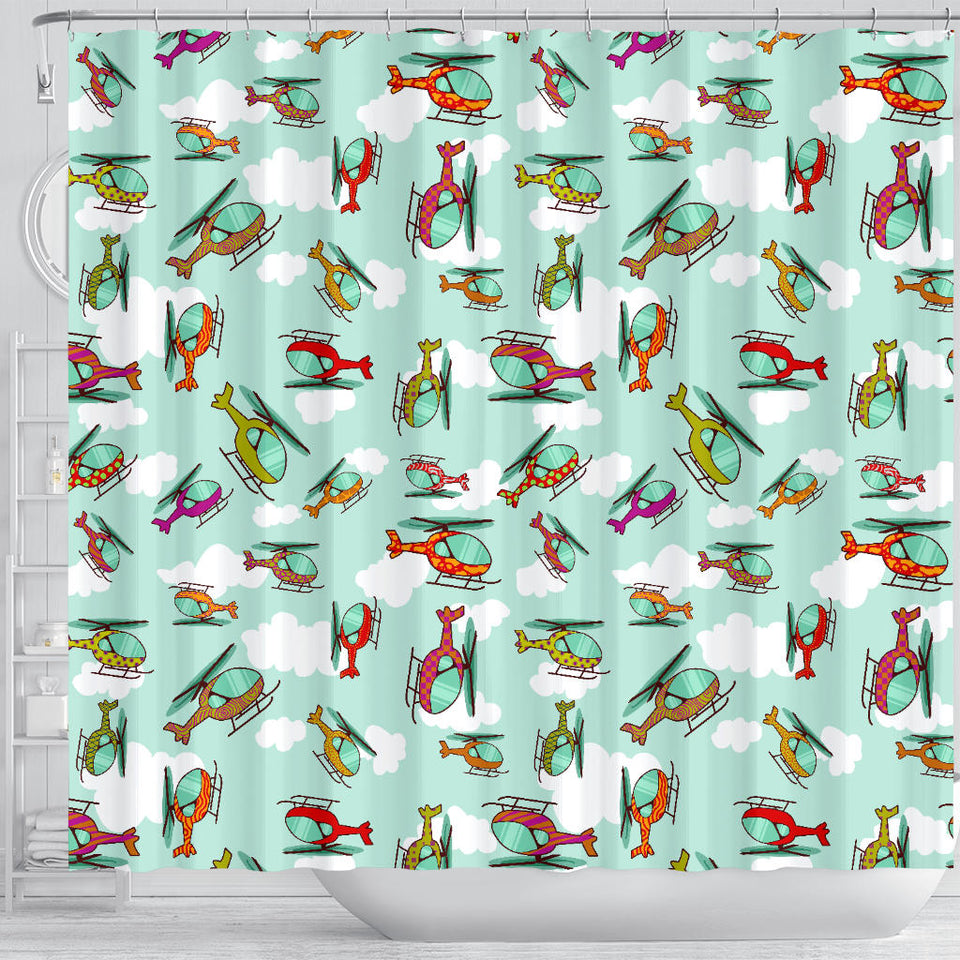 Helicopter Design Pattern Shower Curtain Fulfilled In US