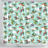 Helicopter Design Pattern Shower Curtain Fulfilled In US