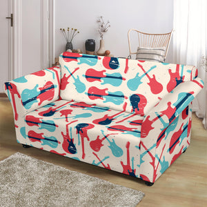 Red Blue Guitar Pattern Loveseat Couch Slipcover