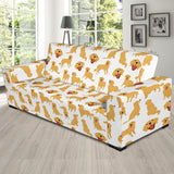 Golden Retriever Pattern Print Design 05 Sofa Slipcover
