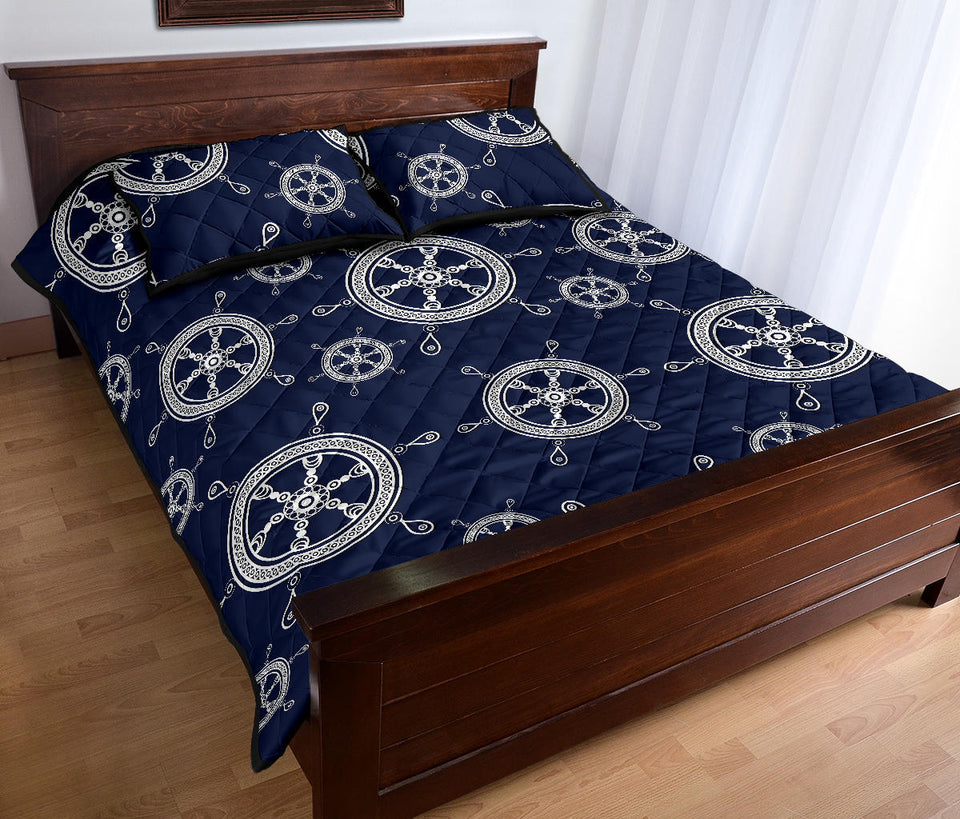 nautical steering wheel design pattern Quilt Bed Set