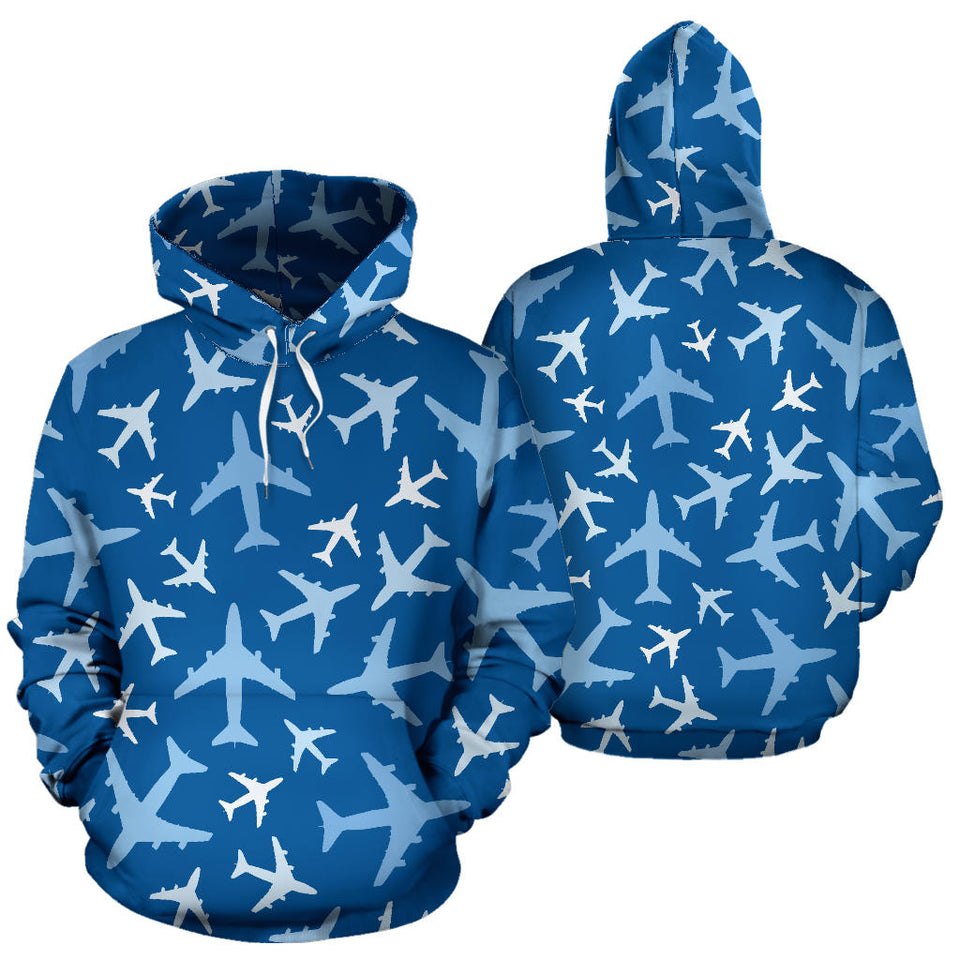 Airplane Pattern In The Sky Men Women Pullover Hoodie