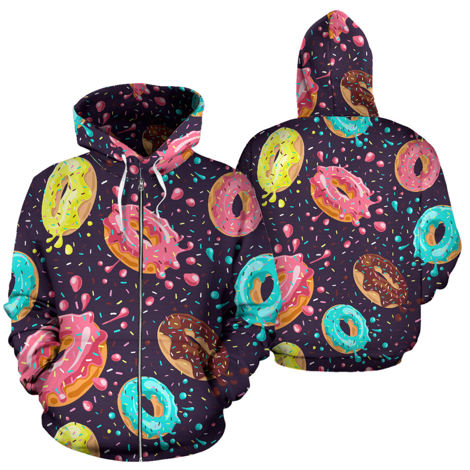 Colorful Donut Glaze Pattern Zip Up Hoodie