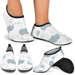 Cute Rhino Heart Pattern Aqua Shoes