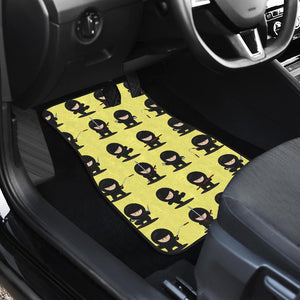 Cute Ninja Yellow Background Front Car Mats