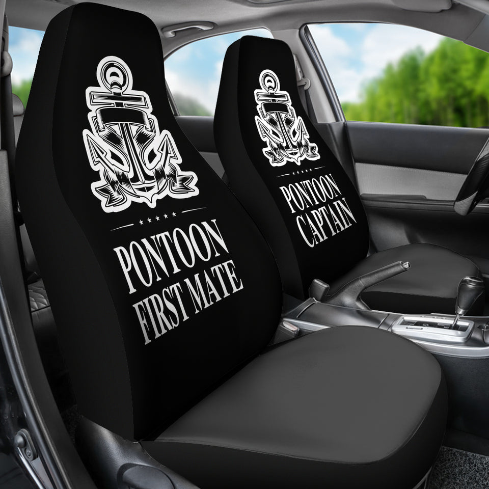 Car Seat Covers - Pontoon Captain And First Mate Black