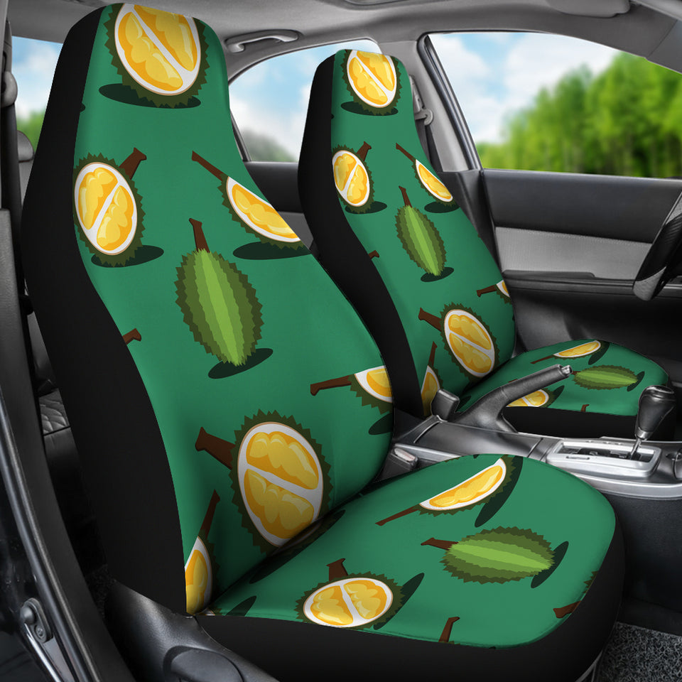 Durian Pattern Green Background Universal Fit Car Seat Covers
