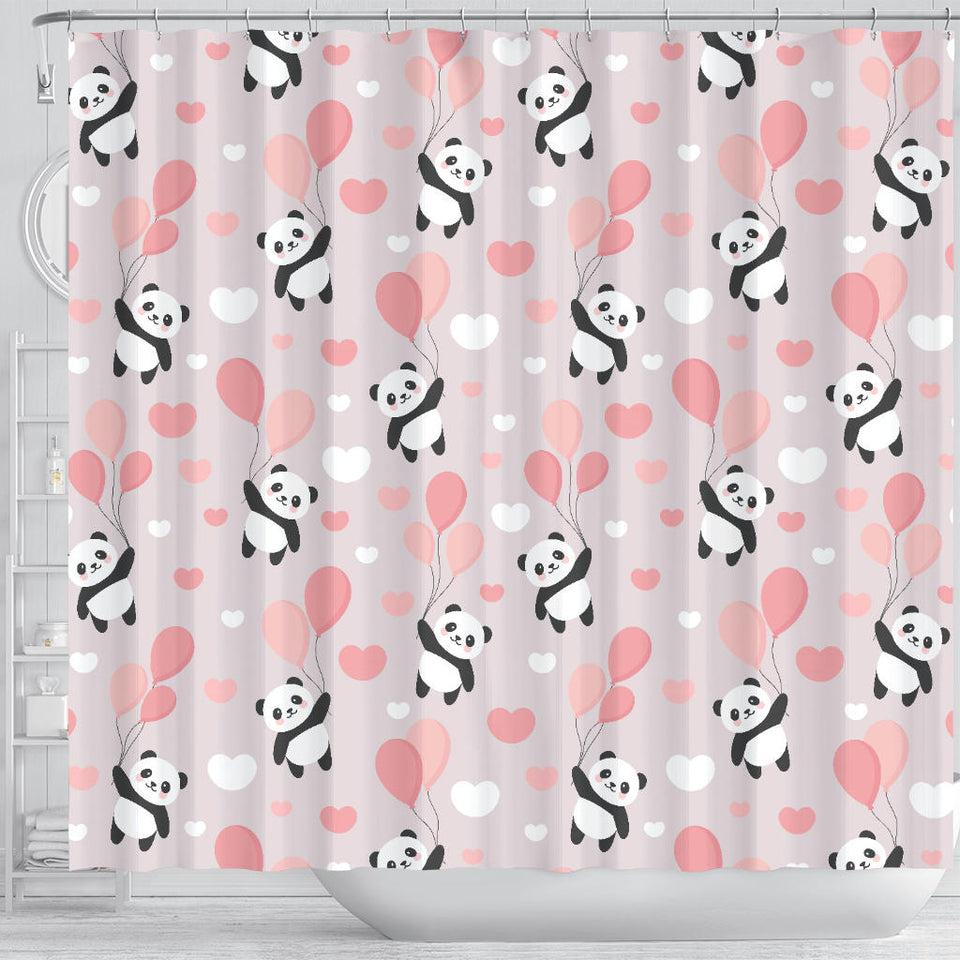 Cute Panda Ballon Heart Pattern Shower Curtain Fulfilled In US