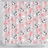 Cute Panda Ballon Heart Pattern Shower Curtain Fulfilled In US