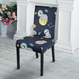 Cute Sloth Astronaut Star Planet Rocket Pattern Dining Chair Slipcover