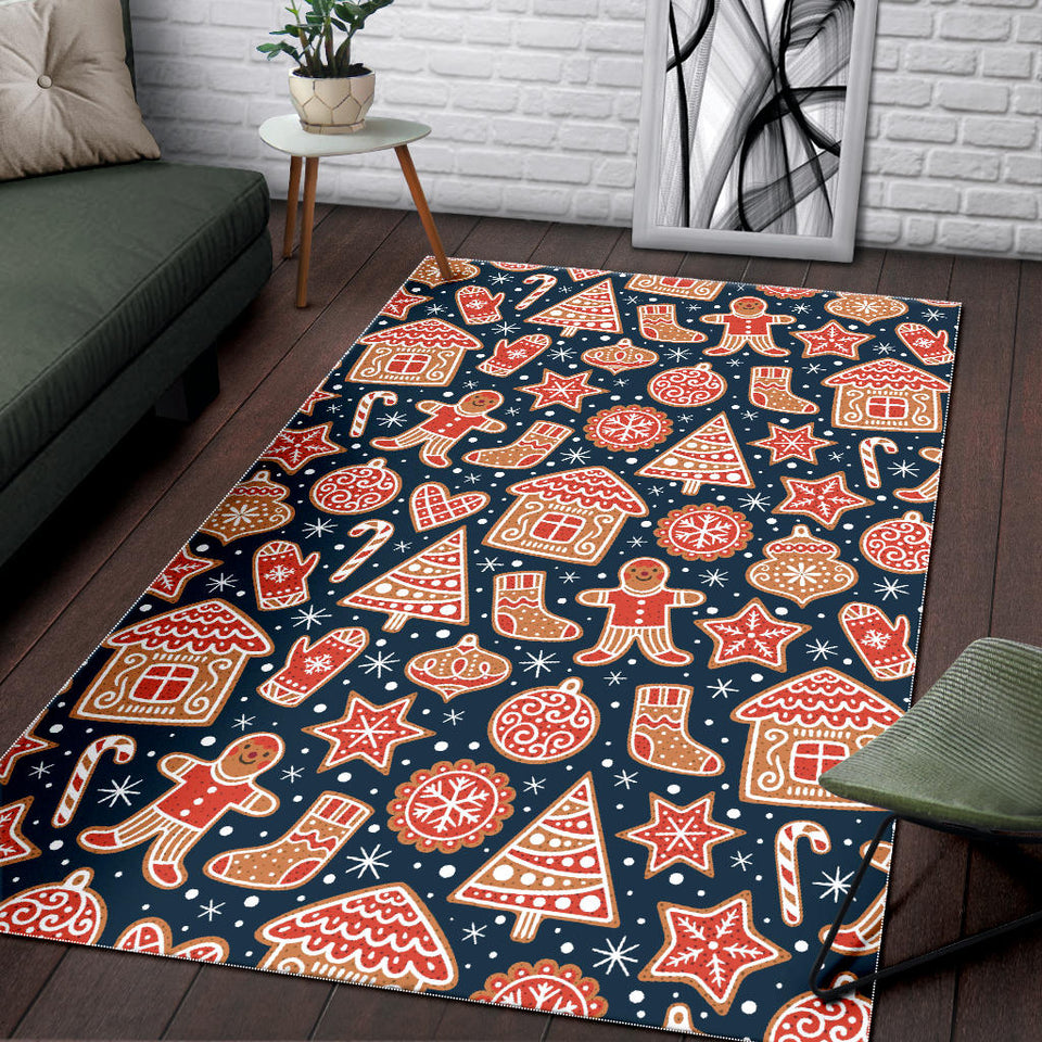 Christmas Gingerbread Cookie Pattern Area Rug