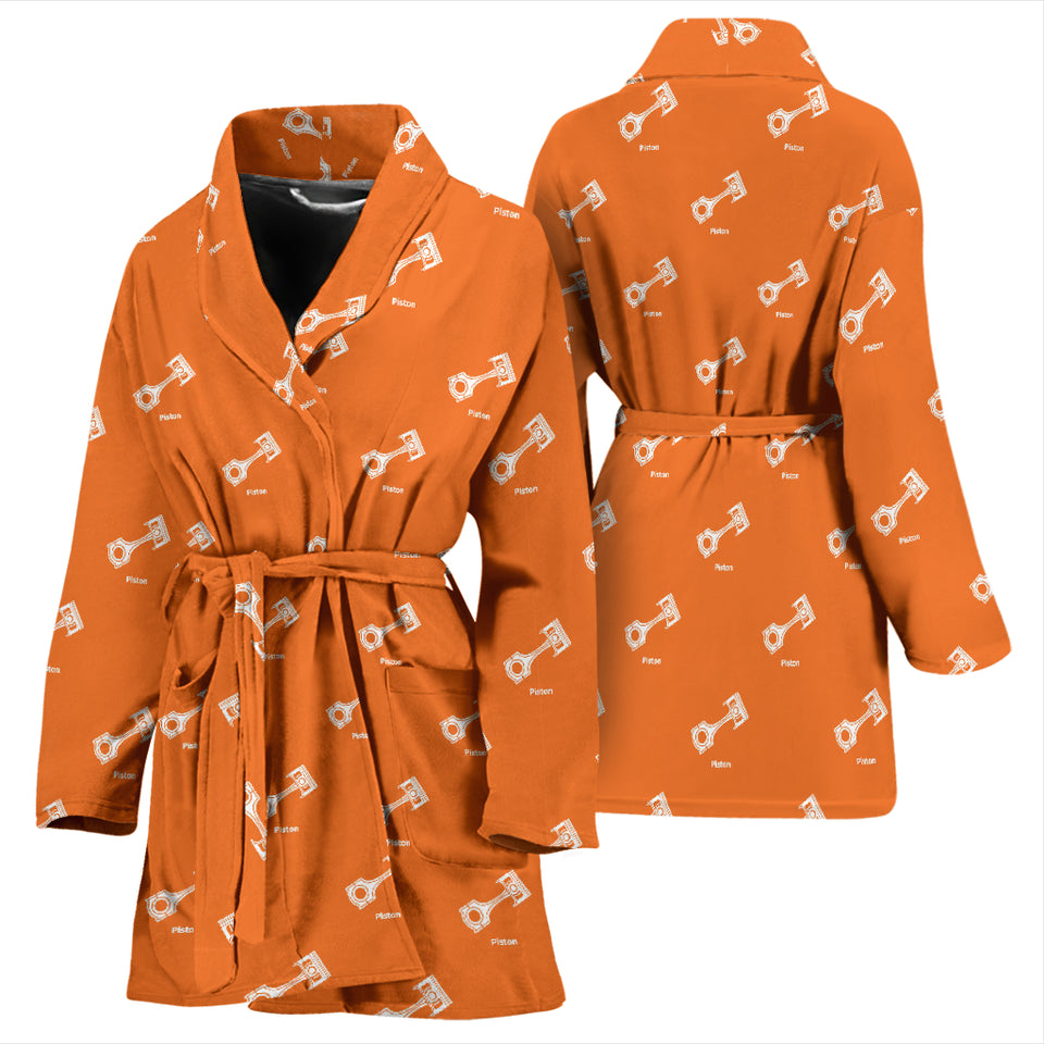 Engine Piston Orange Background Pattern Print Design 05 Women's Bathrobe