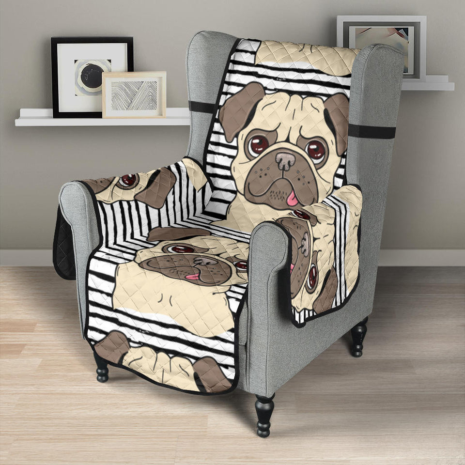 Happy pug pattern Chair Cover Protector