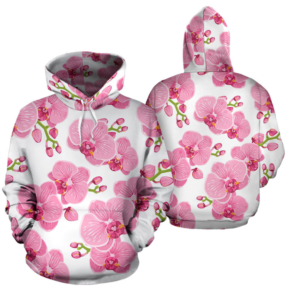Pink Purple Orchid Pattern Background Men Women Pullover Hoodie